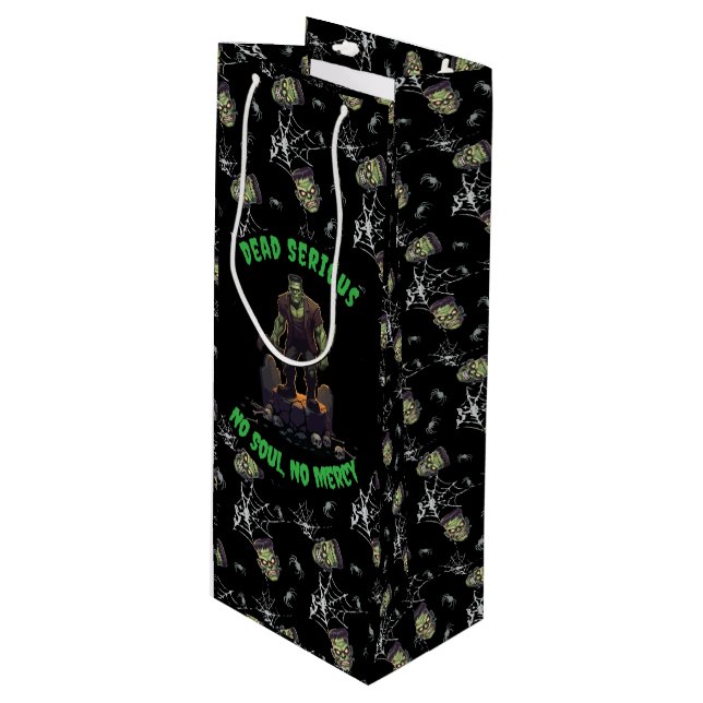 🖤 Black Frankenstein Halloween Gift Bag 💀🎃 (Front Angled)