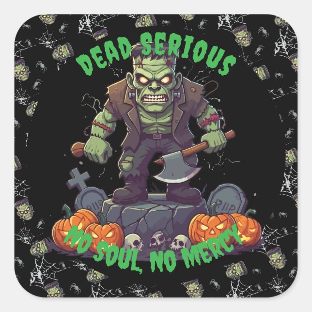🖤 Black Frankenstein Halloween Sticker 💀🎃 (Front)