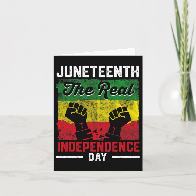 Black Freedom Juneteenth Real Independence Freedom Card (Front)
