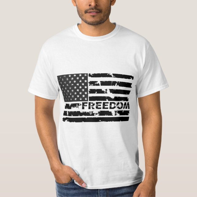 Black Freedom United States Flag T-Shirt (Front)