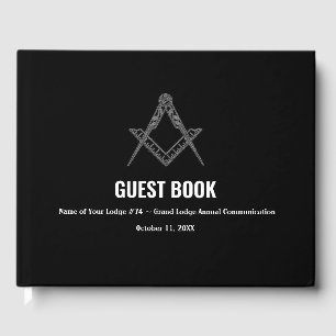 Black Freemasons Masonry Square and Compass Guest Book