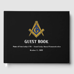 Black Freemasons Masonry Square and Compass Guest Book