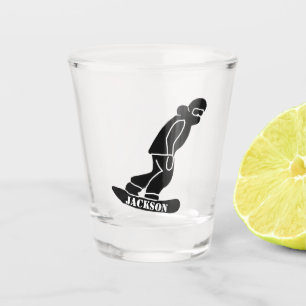 Black Freeride Snowboarder Snowboarding Stencil Shot Glass
