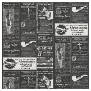 black french antique newspaper victorian fabric