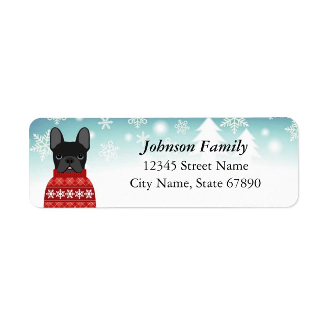 Black French Bulldog Address Labels (Front)