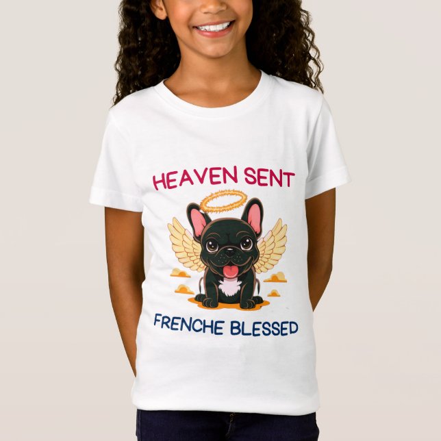 Black French Bulldog As Angels On Earth T-Shirt (Front)