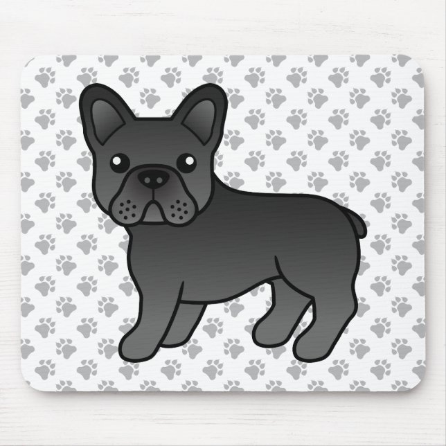 Black French Bulldog Cute Cartoon Dog Mouse Pad (Front)