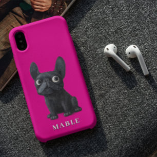 Black French Bulldog cute Illustration  iPhone 16 Case