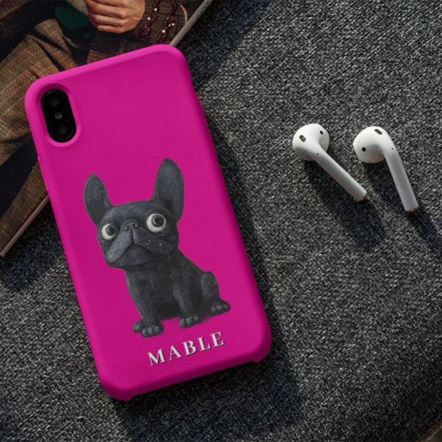 Black French Bulldog cute Illustration  Case-Mate iPhone Case (Creator Uploaded)