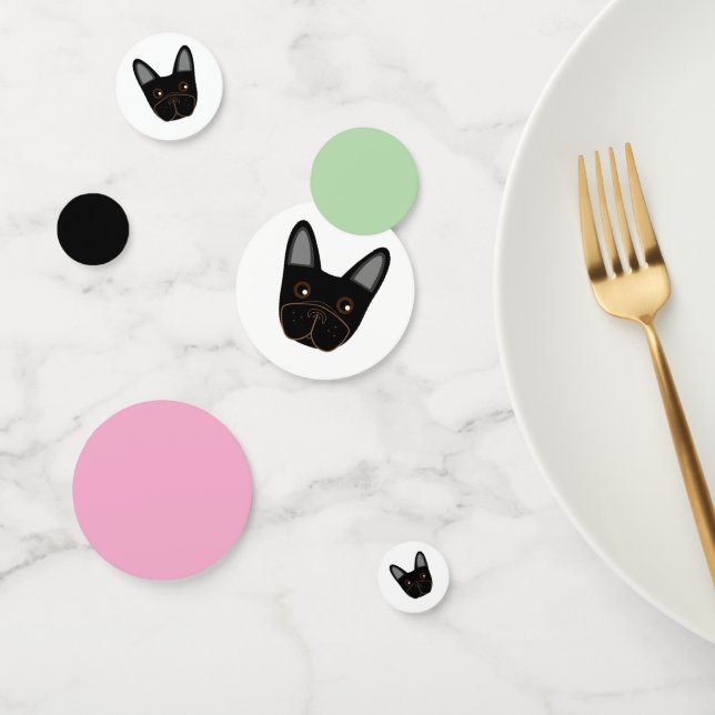 Black French Bulldog Face Table Confetti (Group)