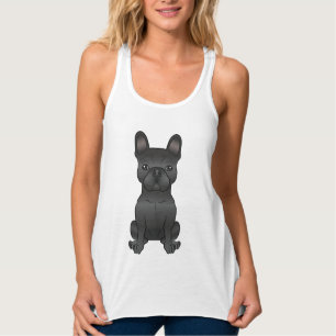 Black French Bulldog / Frenchie Cartoon Dog Art Singlet