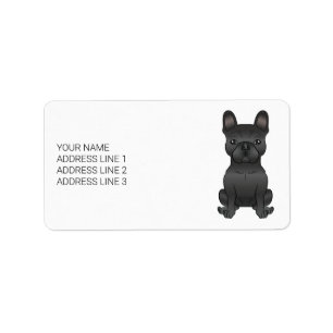 Black French Bulldog / Frenchie Cartoon Dog & Text Label