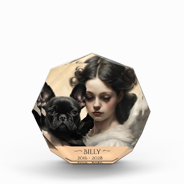 Black French Bulldog Personalised Memorial  Photo Block (Front)
