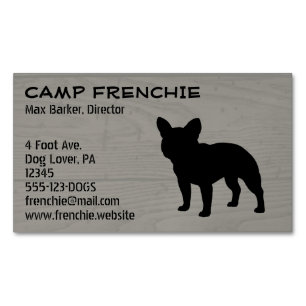 Black French Bulldog Silhouette Frenchie Dog Magnetic Business Card