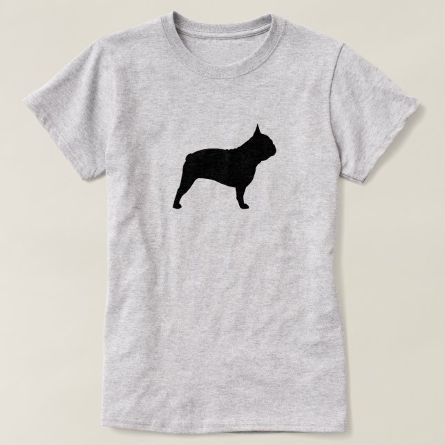 Black French Bulldog Silhouette | Frenchie Dog T-Shirt (Design Front)