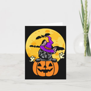 Black French Bulldog Witch Dog Lover Halloween Card