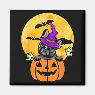 Black French Bulldog Witch Dog Lover Halloween Magnet