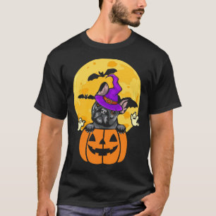 Black French Bulldog Witch Dog Lover Halloween T-Shirt