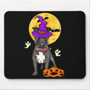 Black French Bulldog Witch Halloween Costume Dog Mouse Pad
