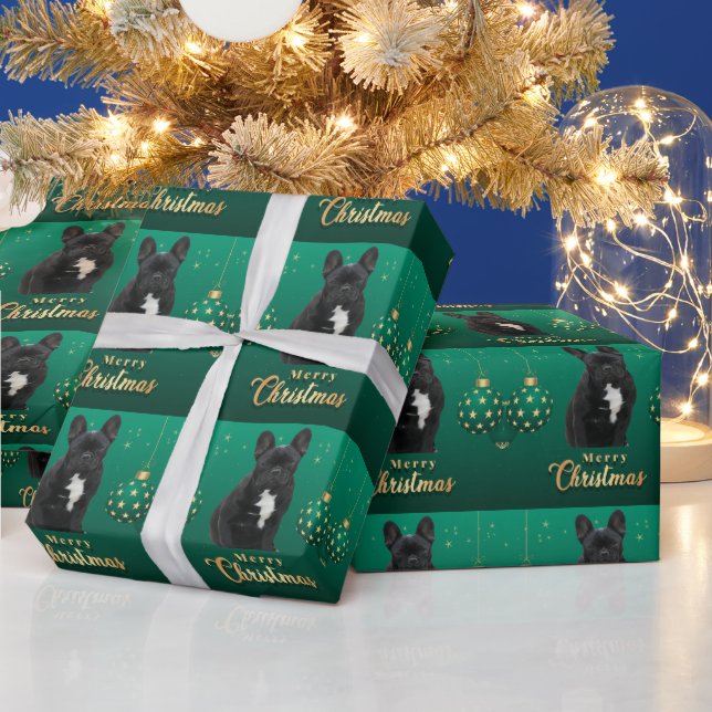 Black French Bulldog Wrapping Paper (Holidays)