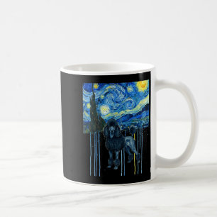 Black french poodle starry night style watercolor coffee mug