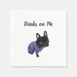 Black Frenchie Cocktail Napkins