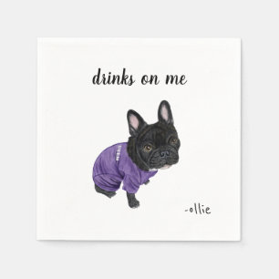 Black Frenchie Cocktail Napkins
