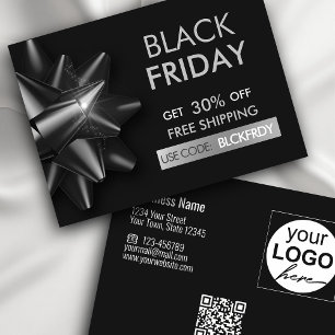 Black Friday Sale Bow Gray QR Code Discount Card