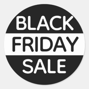 Black Friday Sale - Modern, Minimial Black & White Classic Round Sticker