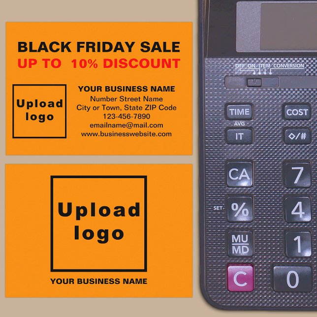 Black Friday Sale on Orange Colour Enclosure Card (Front and back of the enclosure card)