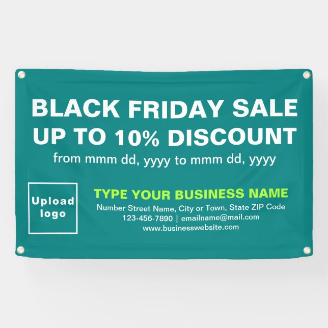 Black Friday Sale on Teal Green Rectangle Banner (Horizontal)