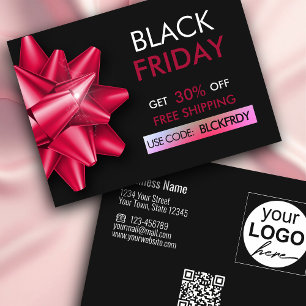 Black Friday Sale Pink Bow QR Code Discount Card