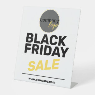 BLACK FRIDAY SALE YELLOW COMPANY OWN LOGO WEBSITE PEDESTAL SIGN