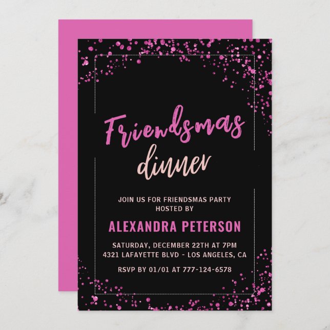 Black Friendsmas invitations dinner  (Front/Back)