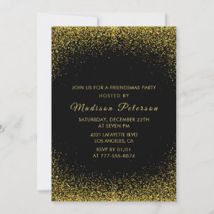 Black Friendsmas invitations Gold Glitter