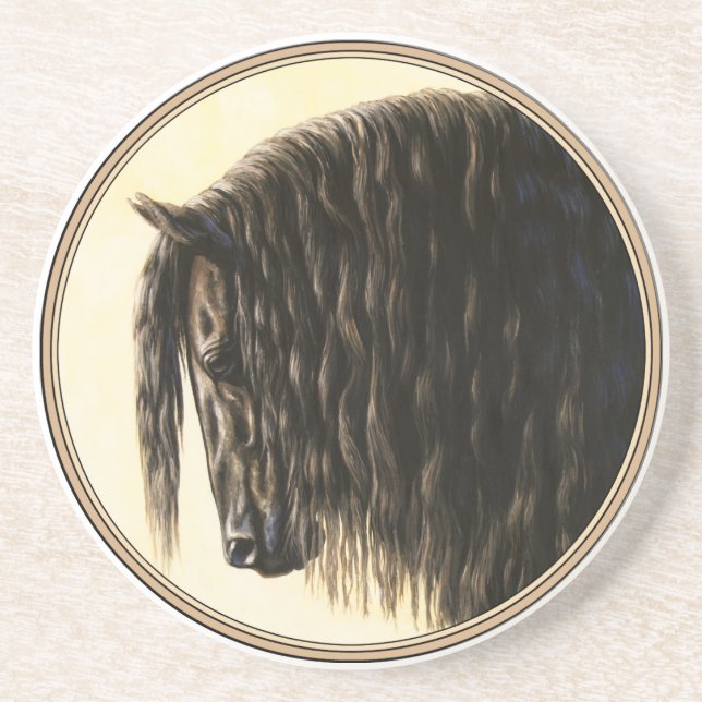 Black Friesian Draught Horse Coaster (Front)