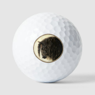 Black Friesian Draught Horse Golf Balls