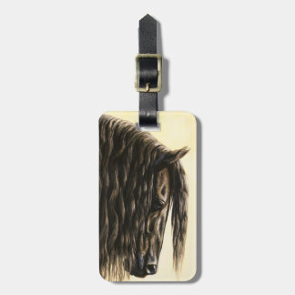 Black Friesian Draught Horse Luggage Tag