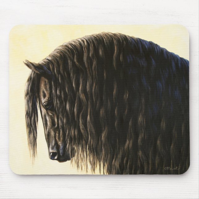 Black Friesian Draught Horse Mouse Pad (Front)