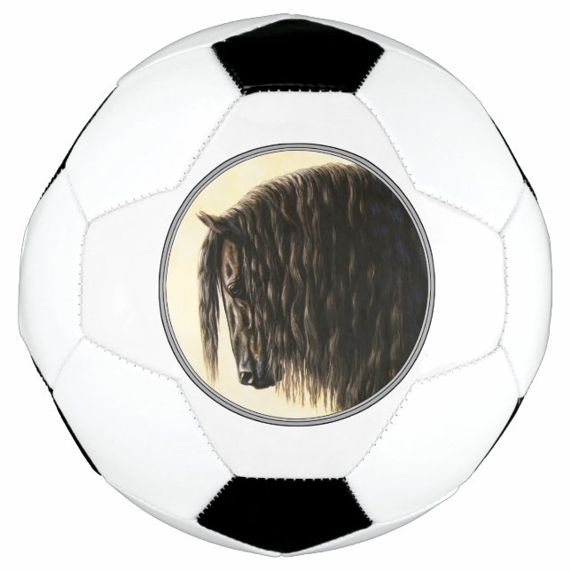 Black Friesian Draught Horse Soccer Ball (Front)