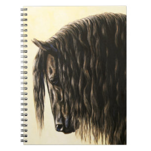 Black Friesian Draught Horse Spiral Notebook