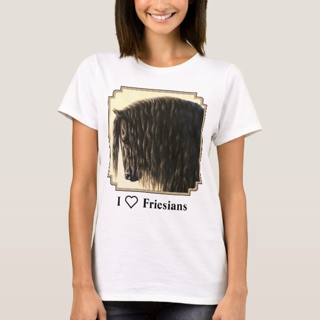 Black Friesian Draught Horse T-Shirt (Front)