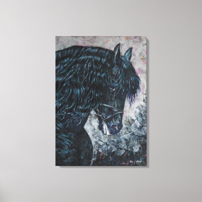 Black Friesian Horse canvas print (Front)