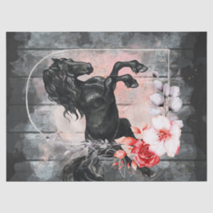 Black Friesian Horse Decoupage Tissue Paper