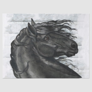 Black Friesian Horse Decoupage Tissue Paper