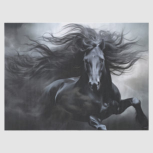 Black Friesian Horse Decoupage Tissue Paper