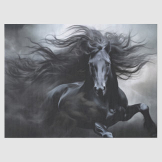 Black Friesian Horse Decoupage Tissue Paper