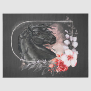 Black Friesian Horse Decoupage Tissue Paper