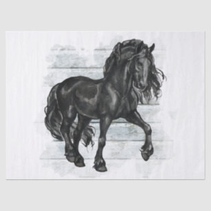 Black Friesian Horse Decoupage Tissue Paper
