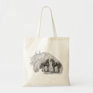 Black Friesian Horses Manes Tails Tote Bag